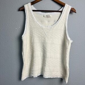 Happy Days Knit Tank Top Sleeveless‎ Textured Boho Coastal Grandma Casual Small